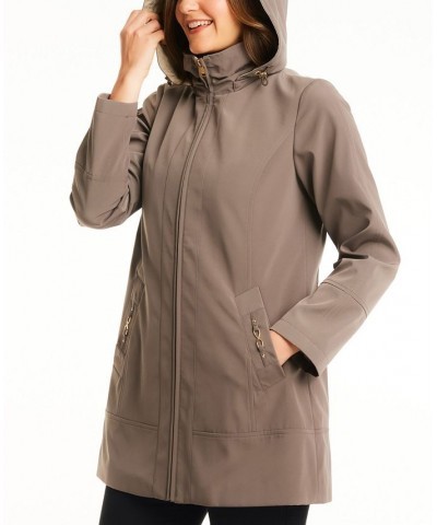 Women's Hooded Raincoat Taupe $72.00 Coats