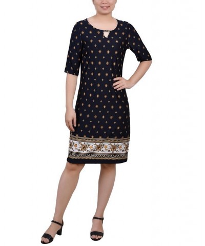 Elbow Sleeve Shift Dress Navy Taupe floral $15.54 Dresses