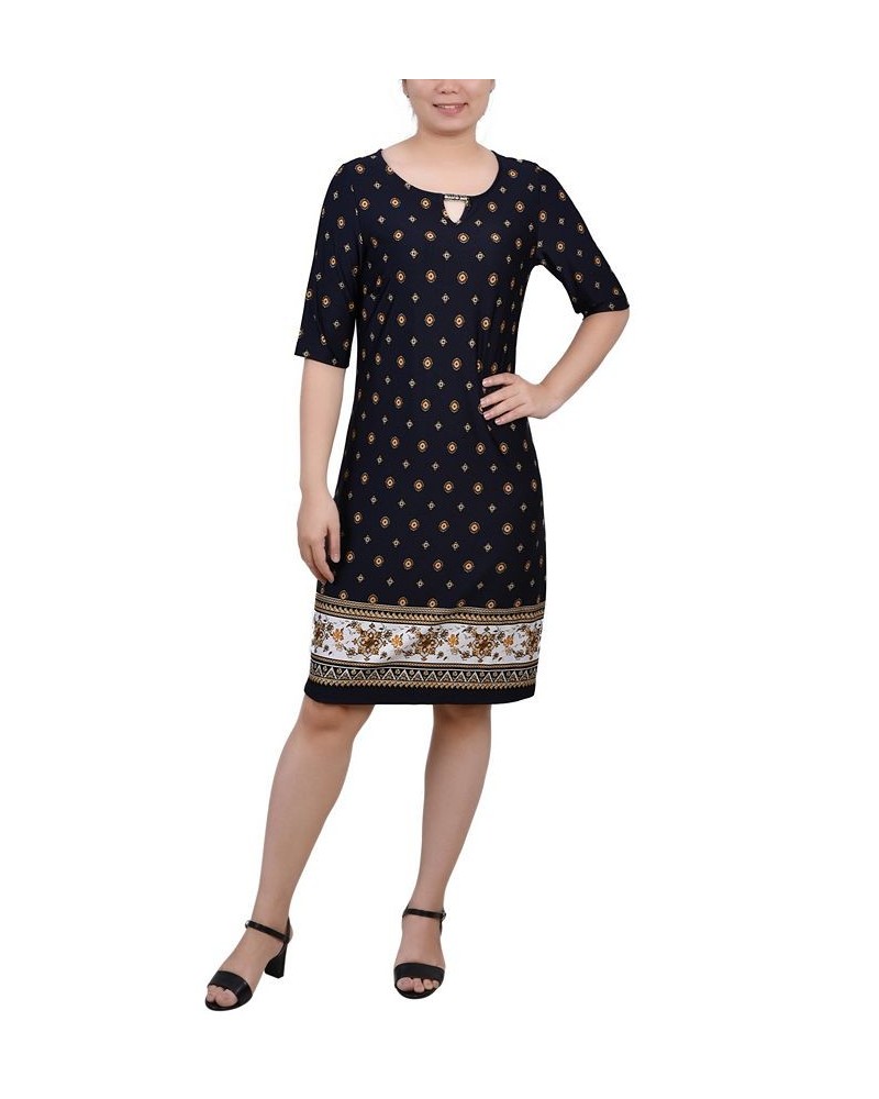 Elbow Sleeve Shift Dress Navy Taupe floral $15.54 Dresses