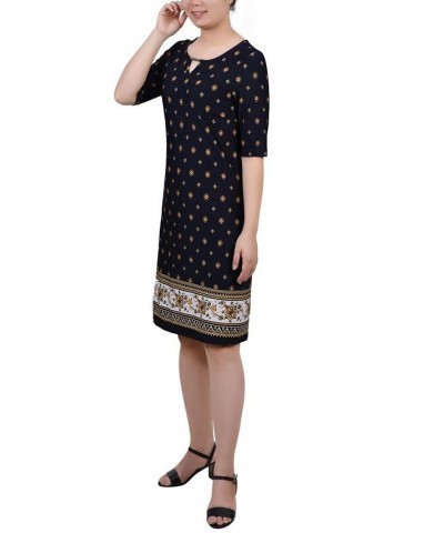 Elbow Sleeve Shift Dress Navy Taupe floral $15.54 Dresses