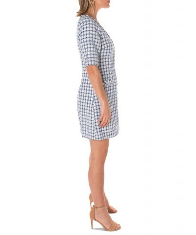 Women's Tweed V-Neck A-Line Dress Multi $41.30 Dresses