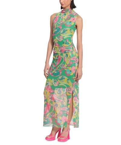 Women's Printed Mesh-Overlay Maxi Dress Absinthe Green $51.80 Dresses