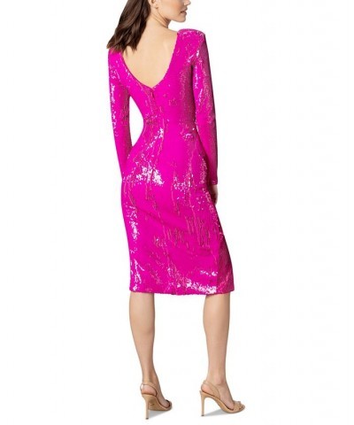 Women's Sequined Bodycon Dress Pink $117.82 Dresses