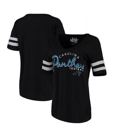 Women's Black Carolina Panthers Triple Play V-Neck T-shirt Black $26.99 Tops