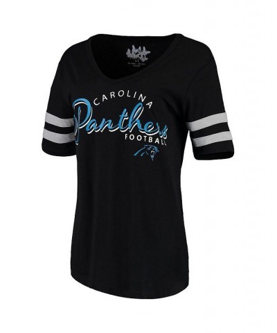 Women's Black Carolina Panthers Triple Play V-Neck T-shirt Black $26.99 Tops