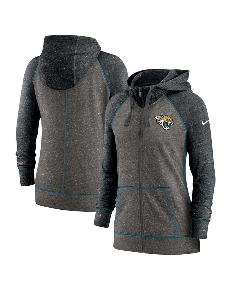 Women's Heathered Charcoal-Black Jacksonville Jaguars Gym Vintage-Like Raglan Full-Zip Hoodie Heather Charcoal $32.00 Sweatsh...