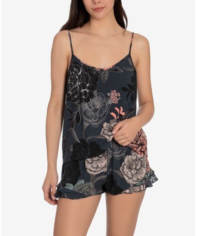 Women's Malia Cordoba Floret Cami-Tap Set Charcoal $20.06 Sleepwear