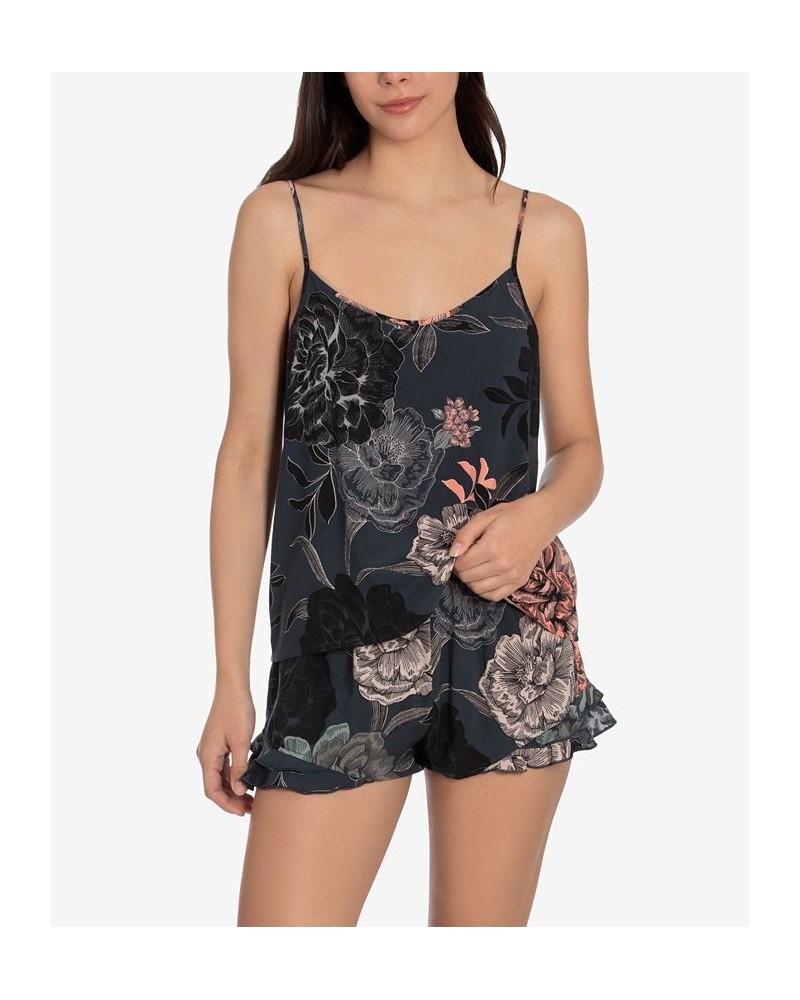 Women's Malia Cordoba Floret Cami-Tap Set Charcoal $20.06 Sleepwear