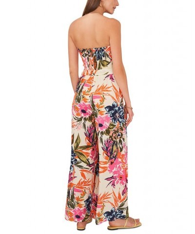Women's Sleeveless Cover Up Jumpsuit Ivory & Green Multi $37.92 Swimsuits