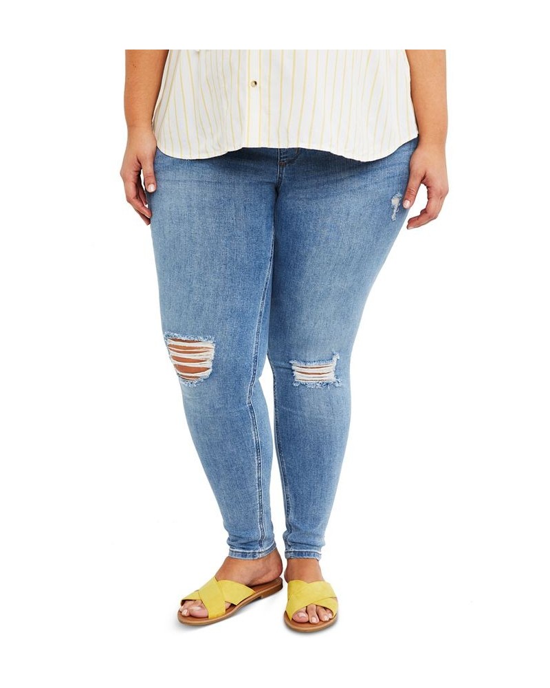 Indigo Blue Plus Size Super Stretch Skinny Maternity Jeans Beech Medium Wash $24.94 Jeans