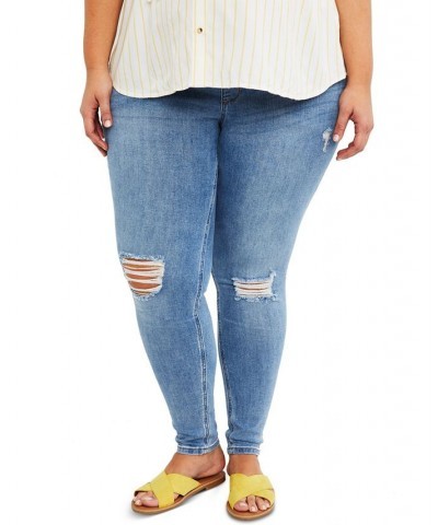 Indigo Blue Plus Size Super Stretch Skinny Maternity Jeans Beech Medium Wash $24.94 Jeans