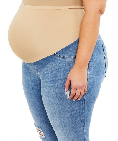 Indigo Blue Plus Size Super Stretch Skinny Maternity Jeans Beech Medium Wash $24.94 Jeans