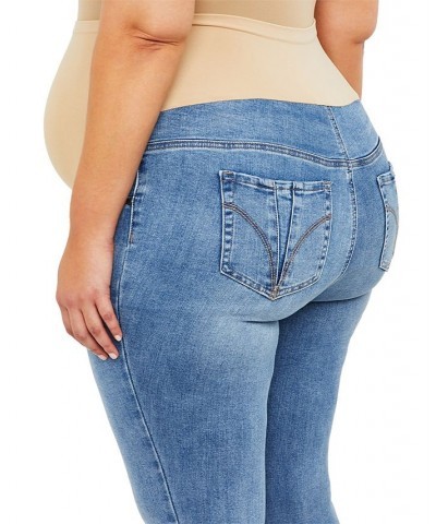 Indigo Blue Plus Size Super Stretch Skinny Maternity Jeans Beech Medium Wash $24.94 Jeans