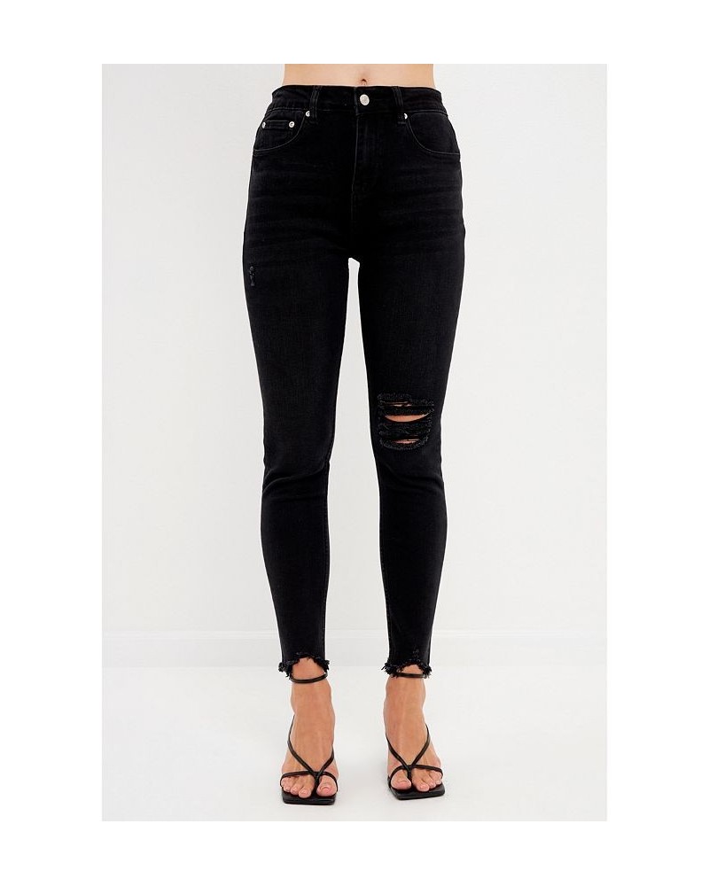 Women's Destroyed Skinny Jeans Black $41.40 Jeans