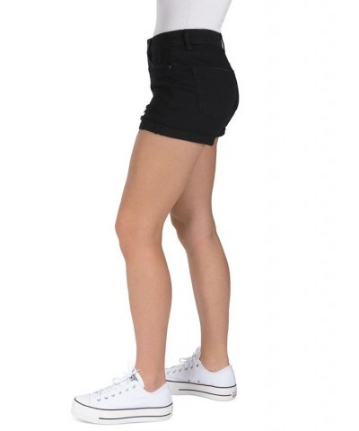 Juniors' High-Rise Button-Fly Distress Shorts Black $11.50 Shorts