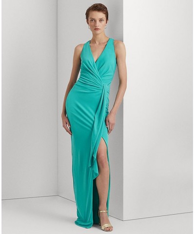 Women's Stretch Jersey Sleeveless Gown Natural Turquoise $53.50 Dresses