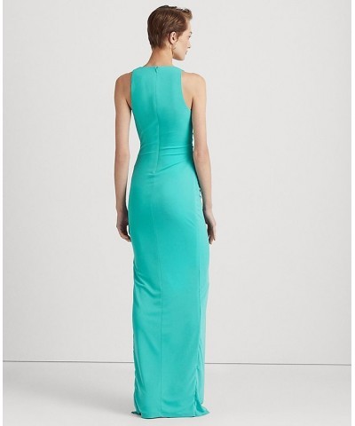 Women's Stretch Jersey Sleeveless Gown Natural Turquoise $53.50 Dresses