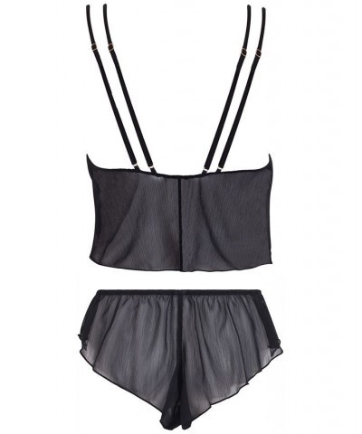 Women's Florence Cropped Camisole & Shorts Sleepwear Set 41701 Black $23.72 Sleepwear