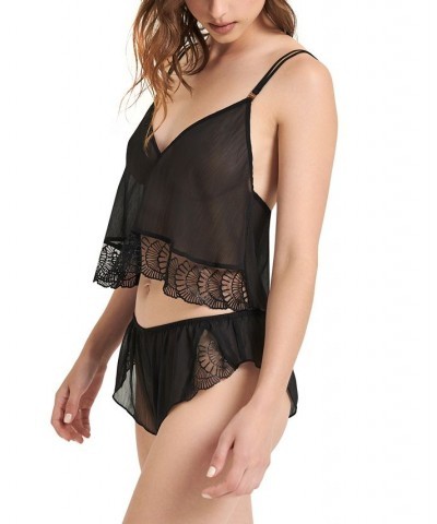 Women's Florence Cropped Camisole & Shorts Sleepwear Set 41701 Black $23.72 Sleepwear