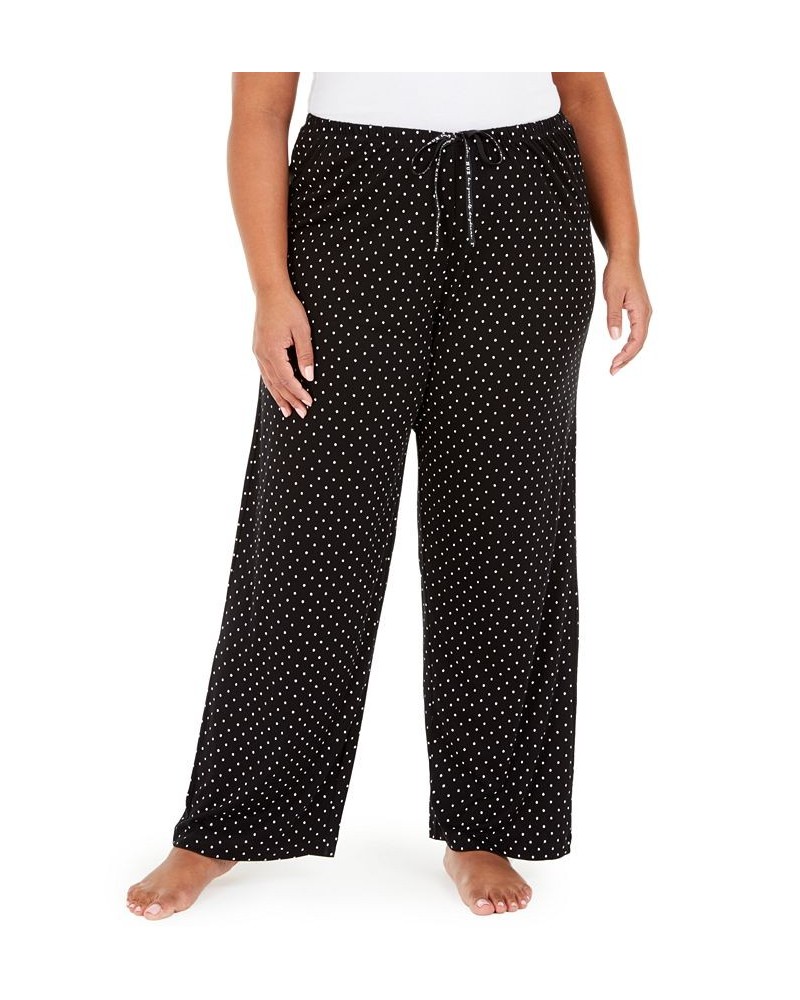 Womens Plus size Sleepwell Printed Knit pajama pant made with Temperature Regulating Technology Black $17.68 Sleepwear