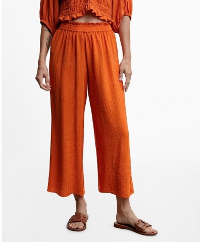 Women's Textured Culotte Pants Orange $35.69 Pants