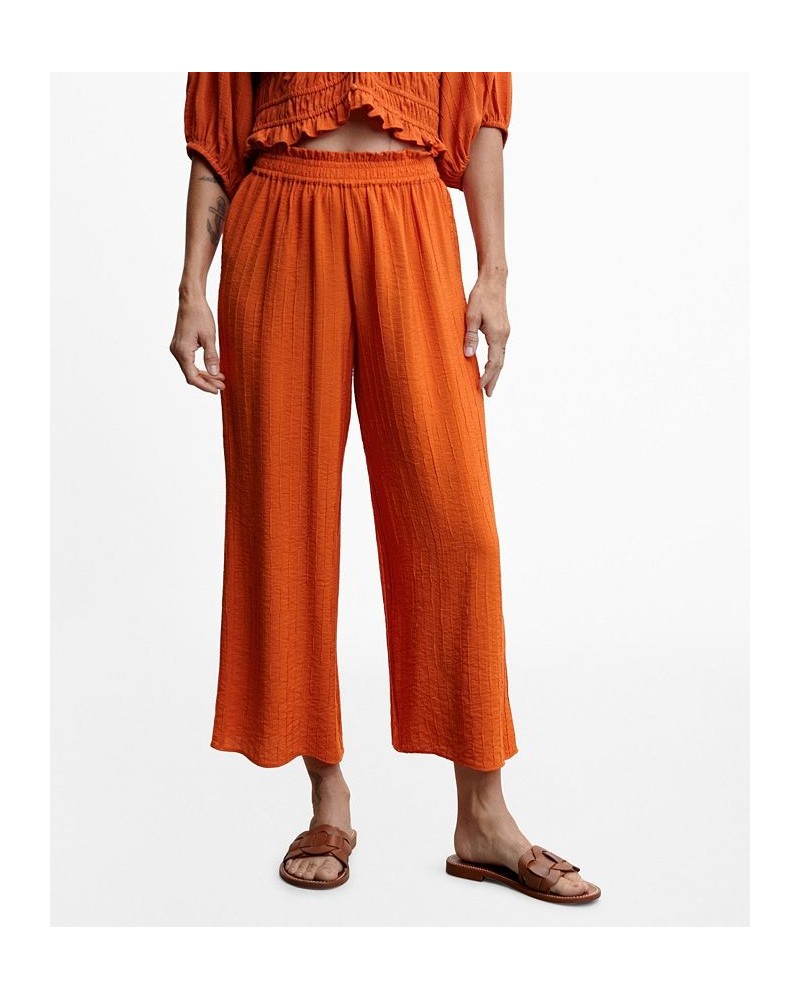 Women's Textured Culotte Pants Orange $35.69 Pants