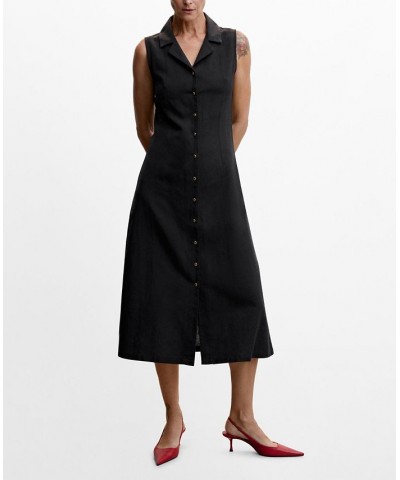 Women's Cotton Shirt Dress Black $36.90 Dresses