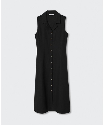 Women's Cotton Shirt Dress Black $36.90 Dresses