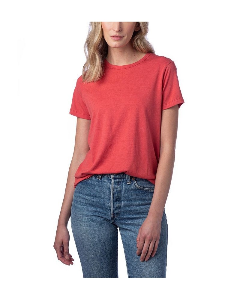 Women's Modal Tri-Blend Crew T-shirt Red $25.37 Tops