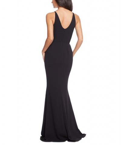 Women's V-Neck Asymmetrical Ruched Bodycon Maxi Dress Black $113.52 Dresses