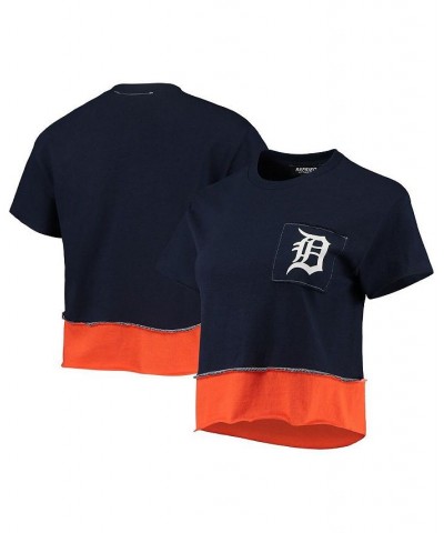 Women's Navy Detroit Tigers Cropped T-shirt Navy $34.19 Tops