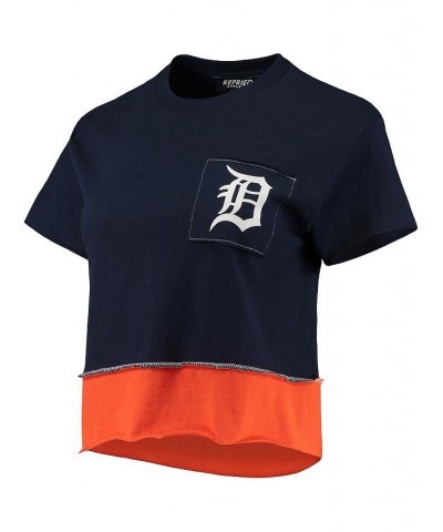 Women's Navy Detroit Tigers Cropped T-shirt Navy $34.19 Tops