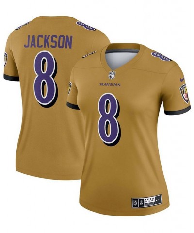 Women's Lamar Jackson Gold-Tone Baltimore Ravens Inverted Legend Jersey Gold-Tone $33.00 Jersey