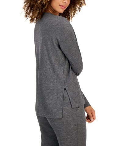 Women's Waffle Henley Sleep Top Pewter Hthr B30 $10.68 Sleepwear