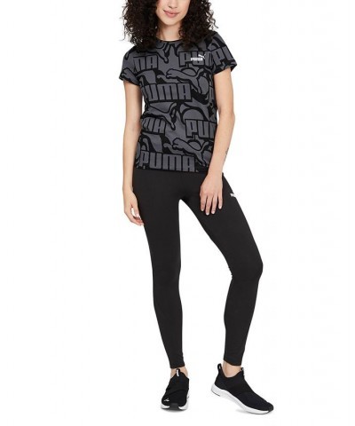 Women's Cotton Abstract Logo-Print Crewneck T-Shirt Black $19.18 Tops