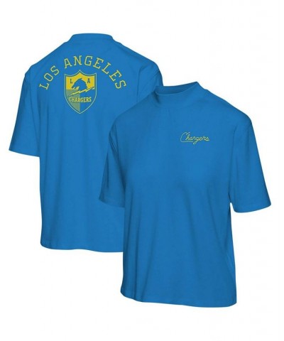 Women's Powder Blue Los Angeles Chargers Logo Half-Sleeve Mock Neck T-shirt Powder Blue $18.40 Tops