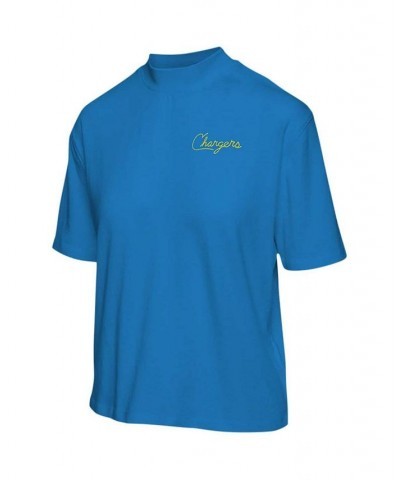 Women's Powder Blue Los Angeles Chargers Logo Half-Sleeve Mock Neck T-shirt Powder Blue $18.40 Tops