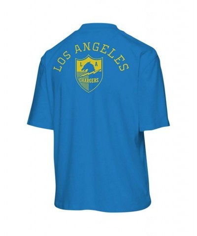 Women's Powder Blue Los Angeles Chargers Logo Half-Sleeve Mock Neck T-shirt Powder Blue $18.40 Tops