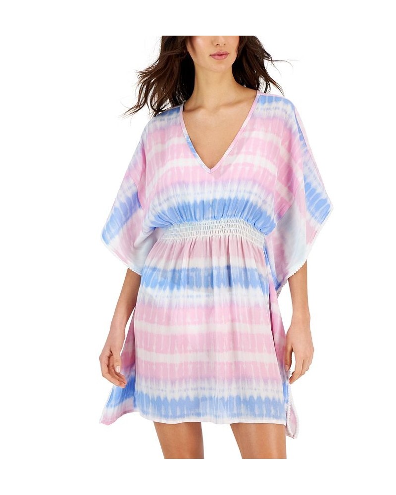 Women's Dolman-Sleeve Caftan Cover-Up Dress White/Lilac Chiffon $22.88 Swimsuits