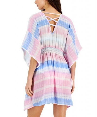 Women's Dolman-Sleeve Caftan Cover-Up Dress White/Lilac Chiffon $22.88 Swimsuits