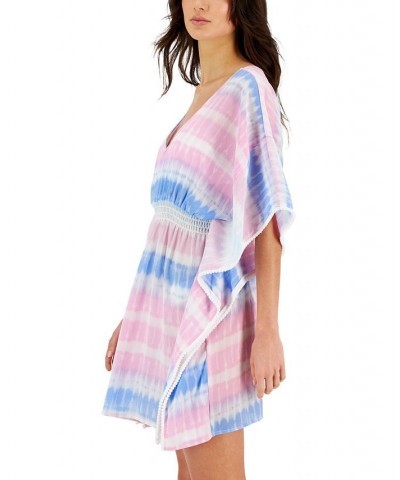 Women's Dolman-Sleeve Caftan Cover-Up Dress White/Lilac Chiffon $22.88 Swimsuits