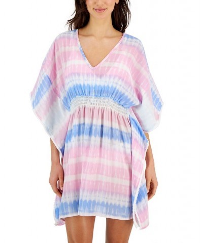 Women's Dolman-Sleeve Caftan Cover-Up Dress White/Lilac Chiffon $22.88 Swimsuits