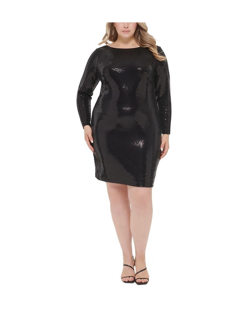 Plus Size Sequined Cowl-Back Sheath Dress Black $43.21 Dresses