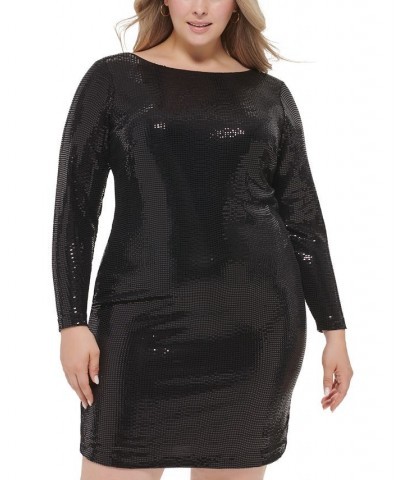 Plus Size Sequined Cowl-Back Sheath Dress Black $43.21 Dresses