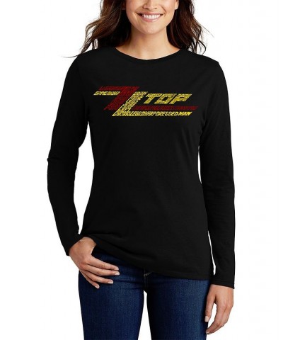 Women's Word Art Long Sleeve T-shirt - ZZ Top Black $16.65 Tops