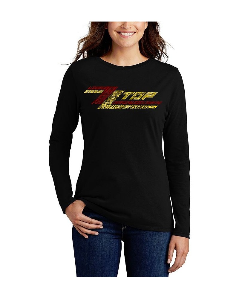 Women's Word Art Long Sleeve T-shirt - ZZ Top Black $16.65 Tops