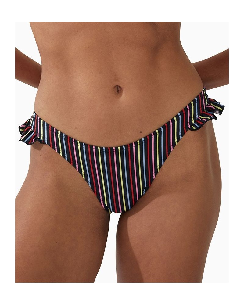 Women's Ruffled High-Side Brazilian Bikini Bottoms Charlie Stripe Multi $20.29 Swimsuits