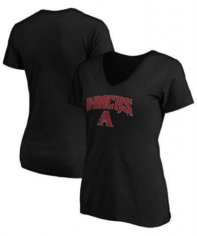 Women's Black Arizona Diamondbacks Team Logo Lockup V-Neck T-shirt Black $21.19 Tops