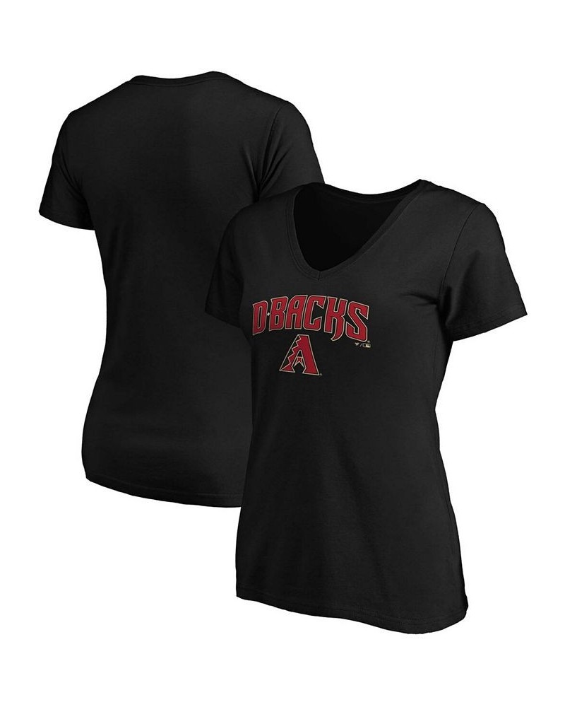 Women's Black Arizona Diamondbacks Team Logo Lockup V-Neck T-shirt Black $21.19 Tops