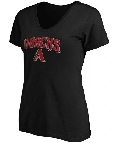 Women's Black Arizona Diamondbacks Team Logo Lockup V-Neck T-shirt Black $21.19 Tops